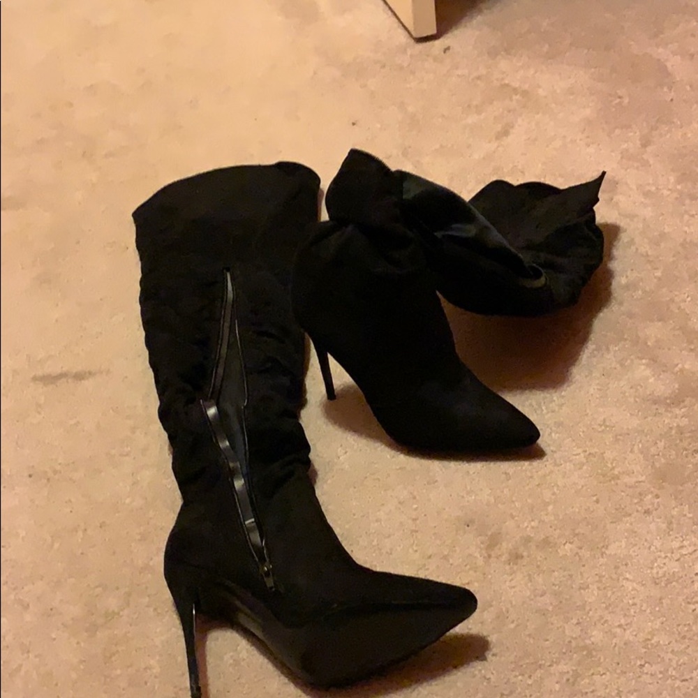Black thigh high stiletto boots